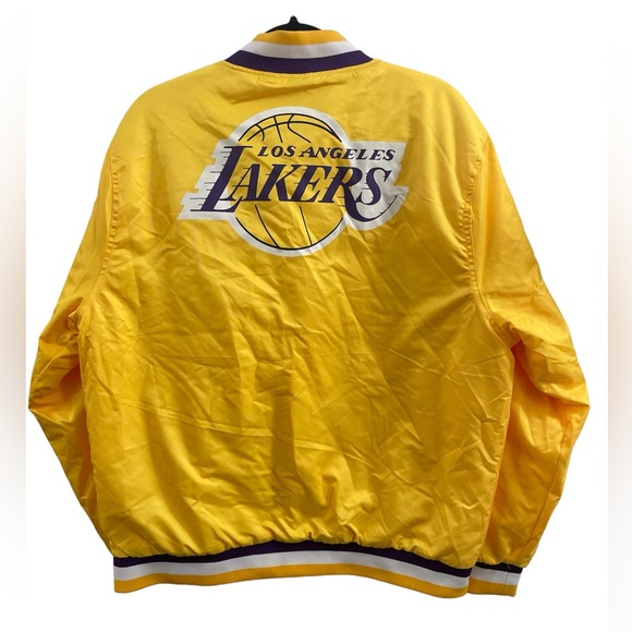 Rue21 NBA Los Angeles Yellow/Purple Retro Classic Rib Satin Jacket Sz(L) - Picture 2 of 4